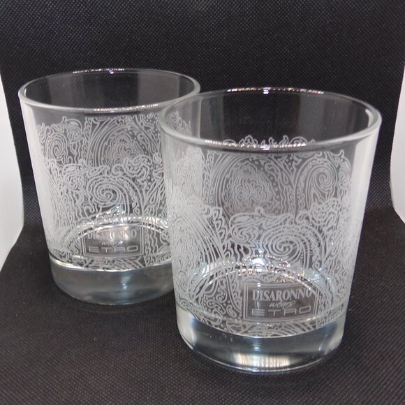 Disaronno Wears ETRO 2016 Limited Edition Rocks Old Fashioned Glass12oz Set of 2 - Picture 7 of 8